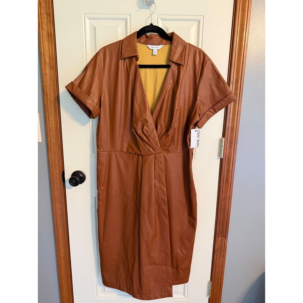 NWT-Nine West XL Faux Leather Dress